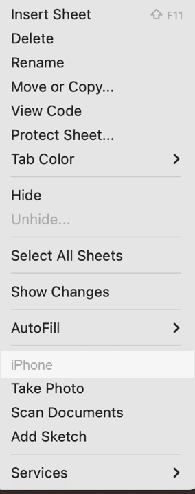 The Excel sheet-tab context menu with Move or Copy listed among the options.